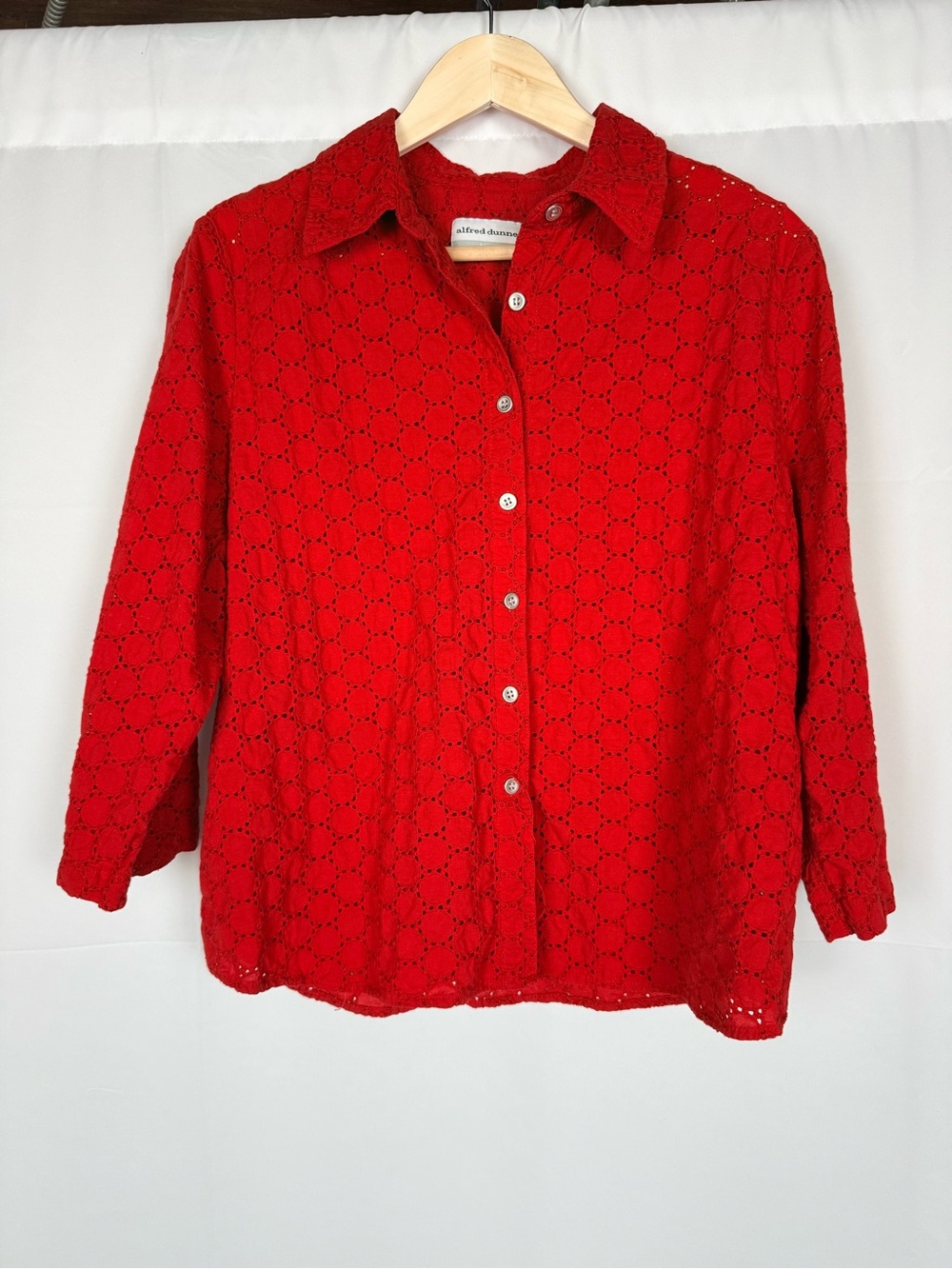 Alfred Dunner Red Eyelet Button-Down Shirt